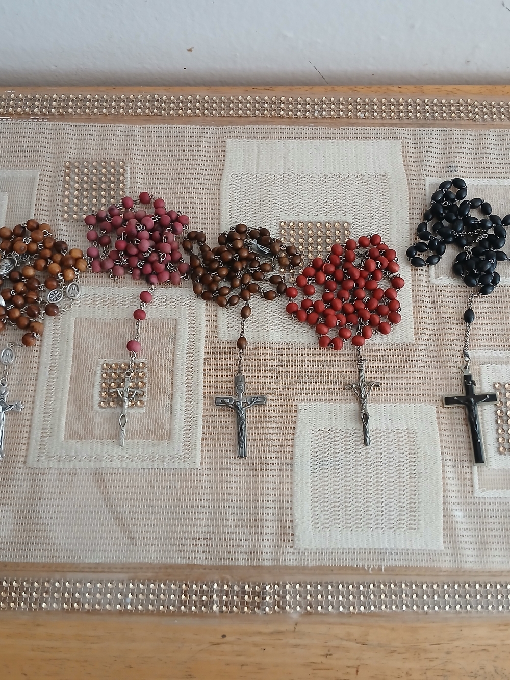 Antique Lot of 5 Christian  Rosaries with Crucifix Crosses